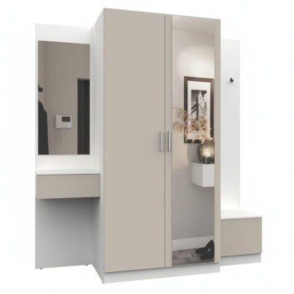 Набор мебели для прихожей "Марсель-157" МР 01-157 В2160 Ш2000 Г580 (ЛДСП Кашемир) Набор мебели для прихожей "Марсель-157" МР 01-157 В2160 Ш2000 Г580 (ЛДСП Кашемир)